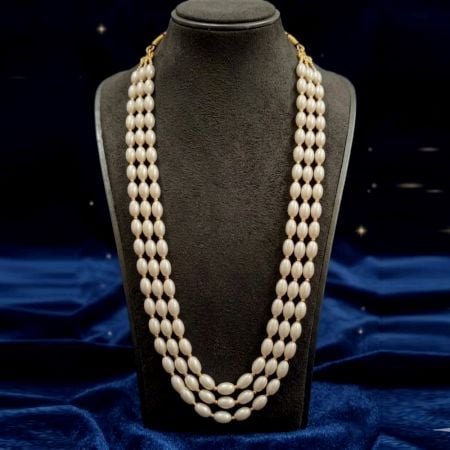Handcrafted White Glass Bead Layered Necklace